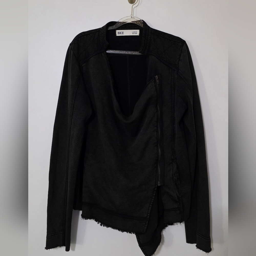 BKE Buckle Asymmetrical Moto Jacket Grunge Darkwear Whimsigoth Cyber Punk Large